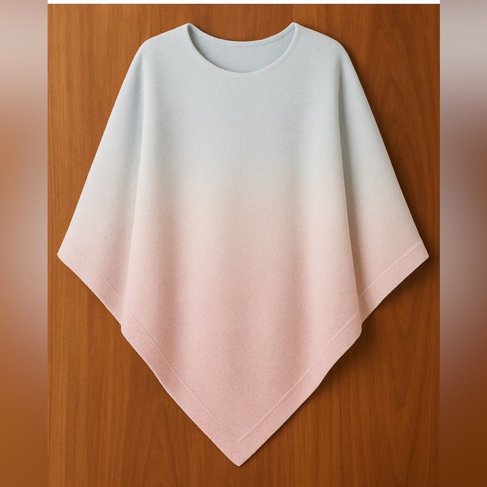 Barefoot Dreams CozyChic Poncho OS Ultra Lite Ocean Breeze Ombre Waterfall Rose